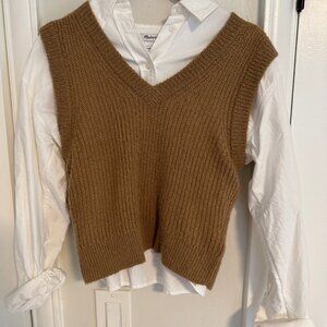 Madewell Cropped White Button Up XXS